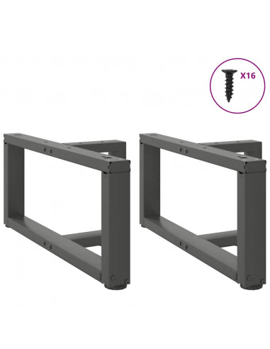 Gambe Tavolino Caffè a T 2 pz Antracite 60x25x(30-31)cm Acciaio