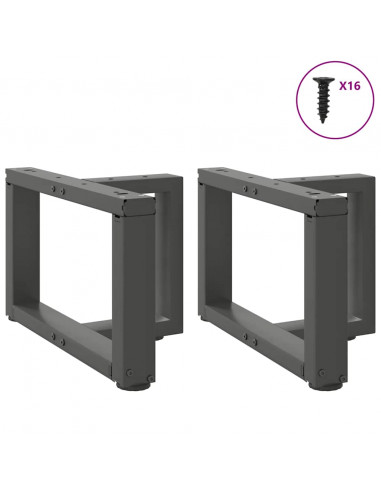 Gambe Tavolino Caffè a T 2 pz Antracite 40x25x(30-31)cm Acciaio