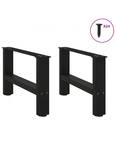 Gambe per Tavolino 2 pz Nero 30×50 cm in Acciaio