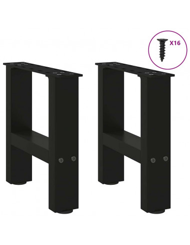 Gambe per Tavolino da Caffè Nere 2 pz 30x(30-31) cm Acciaio