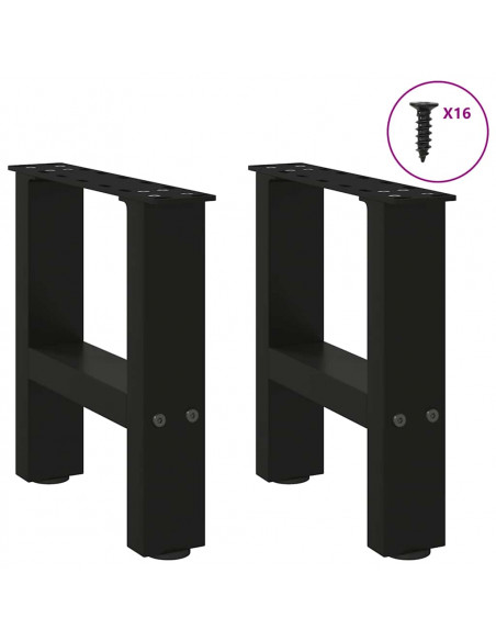 Gambe per Tavolino 2 pz Nero 30×30 cm in Acciaio