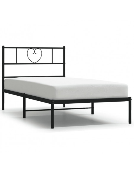 Giroletto con Testiera in Metallo Nero 90x200 cm