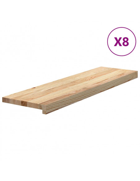 Gradini 8 pz 90x30x2 cm in Rovere Massello Non Trattato