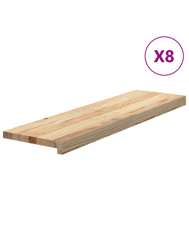 Gradini 8 pz 90x25x2 cm in Rovere Massello Non Trattato