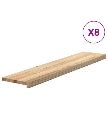 Gradini 8 pz 120x30x2 cm in Rovere Massello Non Trattato