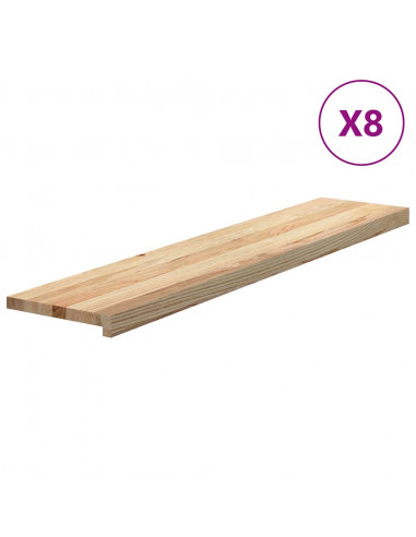Gradini 8 pz 120x25x2 cm in Rovere Massello Non Trattato