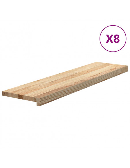 Gradini 8 pz 100x25x2 cm in Rovere Massello Non Trattato