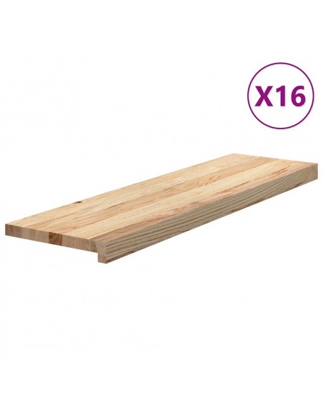 Gradini 16 pz 90x25x2 cm in Rovere Massello Non Trattato