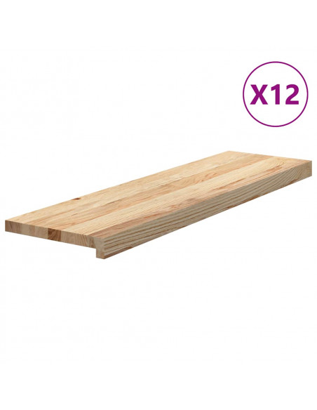 Gradini 12 pz 90x25x2 cm in Rovere Massello Non Trattato