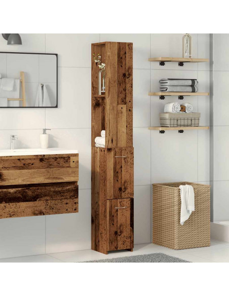 Mobile da Bagno Legno Antico 25x25x170 cm in Truciolato