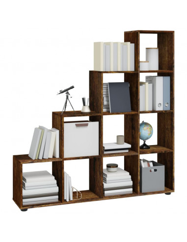 Libreria a Scala Rovere Fumo 142 cm in Legno Multistrato