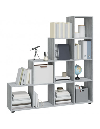 Libreria a Scala Grigio Sonoma 142 cm in Legno Multistrato