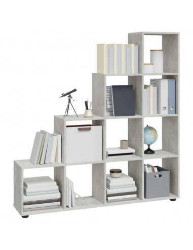Libreria a Scala Grigio Cemento 142 cm in Legno Multistrato