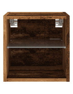 Mobili TV a Parete con Luci LED 2pz Legno Antico 30x28,5x30 cm