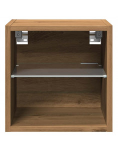 Mobili TV a Parete con Luci LED 2 pz Rovere Artigianale