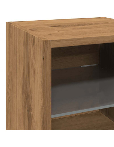 Mobili TV a Parete con Luci LED 2 pz Rovere Artigianale