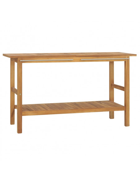 Mobile Vanità Bagno e Lavandini Marmo Crema Legno Massello Teak