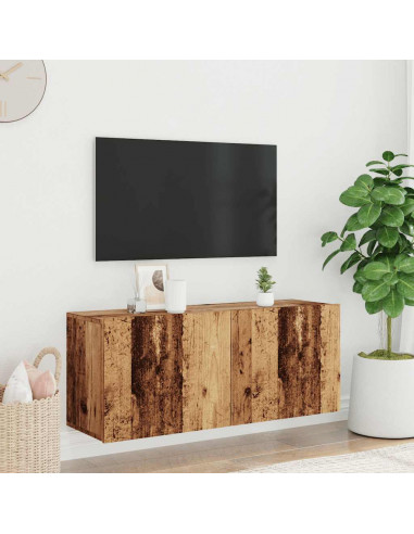 Mobile TV a Parete Legno Antico 100x30x41 cm