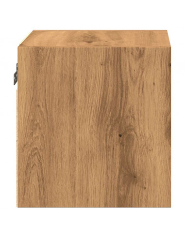 Mobile TV a Parete con Luci LED Rovere Artigianale 30x28,5x30cm