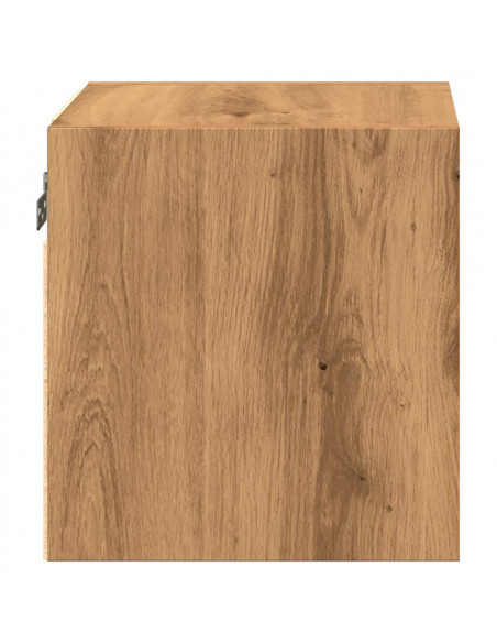 Mobile TV a Parete con Luci LED Rovere Artigianale 30x28,5x30cm