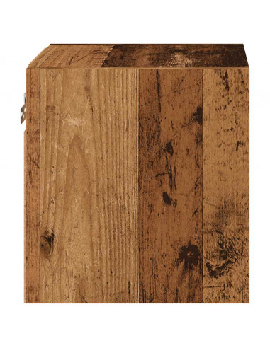 Mobile TV a Parete con Luci LED Legno Antico 30x28,5x30 cm