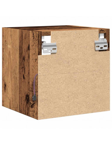 Mobile TV a Parete con Luci LED Legno Antico 30x28,5x30 cm