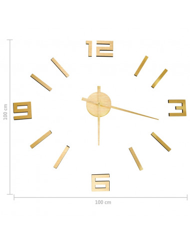 Orologio da Parete 3D Design Moderno Oro 100 cm XXL