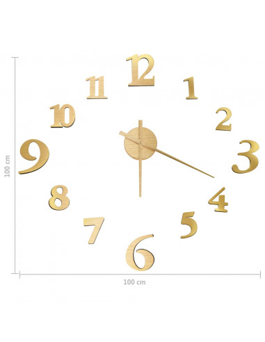 Orologio da Parete 3D Design Moderno Oro 100 cm XXL