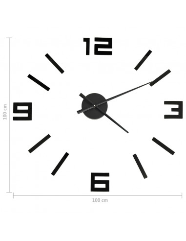Orologio da Parete 3D Design Moderno Nero 100 cm XXL