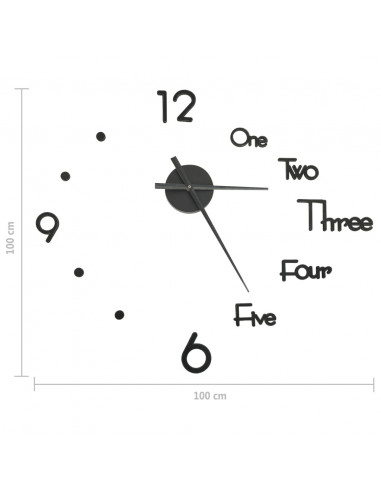 Orologio da Parete 3D Design Moderno Nero 100 cm XXL