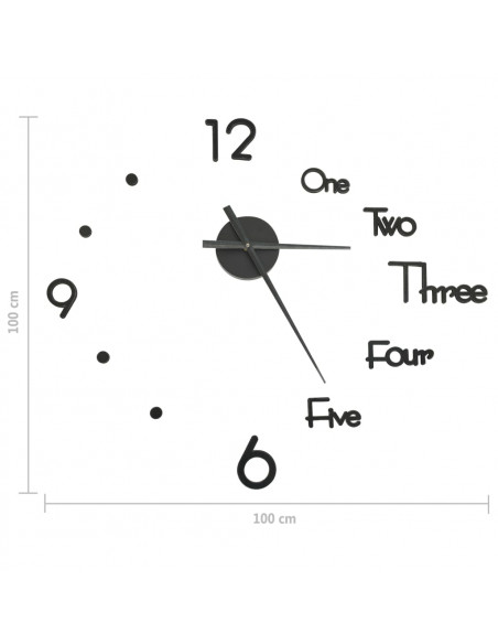 Orologio da Parete 3D Design Moderno Nero 100 cm XXL