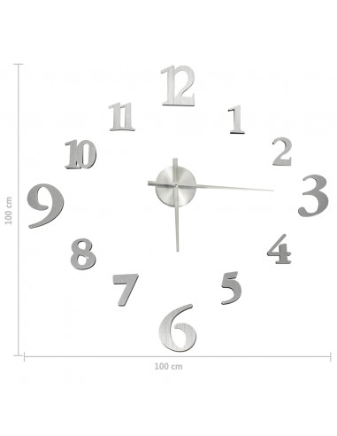 Orologio da Parete 3D Design Moderno Argento 100 cm XXL