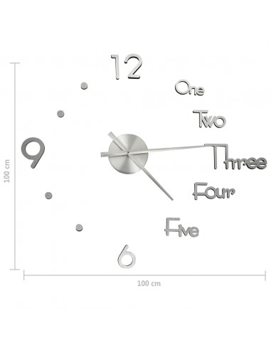 Orologio da Parete 3D Design Moderno Argento 100 cm XXL