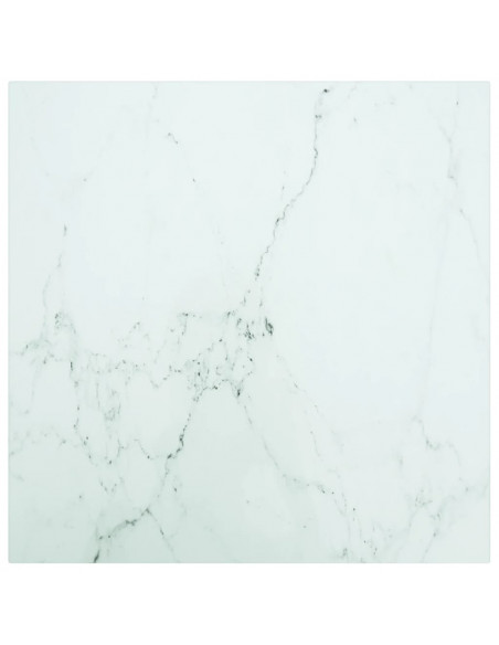 Piano Tavolo Bianco 50x50 cm 6 mm Vetro Temperato Design Marmo