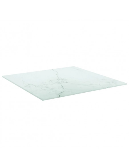Piano Tavolo Bianco 50x50 cm 6 mm Vetro Temperato Design Marmo