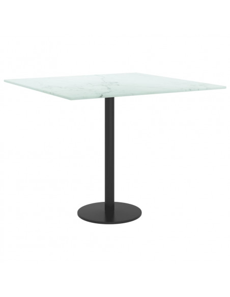 Piano Tavolo Bianco 50x50 cm 6 mm Vetro Temperato Design Marmo