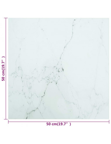 Piano Tavolo Bianco 50x50 cm 6 mm Vetro Temperato Design Marmo