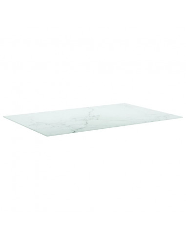 Piano Tavolo Bianco 100x62 cm 8mm Vetro Temperato Design Marmo