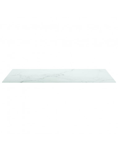 Piano Tavolo Bianco 100x62 cm 8mm Vetro Temperato Design Marmo