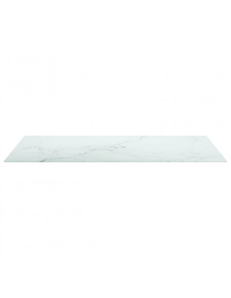Piano Tavolo Bianco 100x62 cm 8mm Vetro Temperato Design Marmo