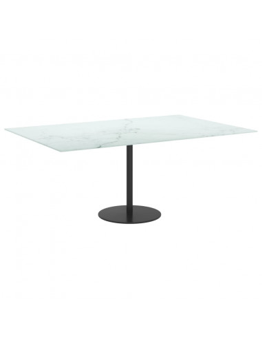 Piano Tavolo Bianco 100x62 cm 8mm Vetro Temperato Design Marmo