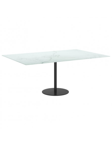 Piano Tavolo Bianco 100x62 cm 8mm Vetro Temperato Design Marmo