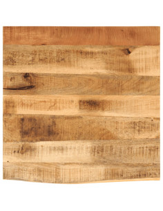 Piano Tavolo 80x80x3,8cm Bordi Vivi Legno Massello Mango Grezzo