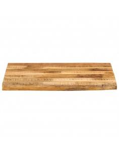 Piano Tavolo 80x80x3,8cm Bordi Vivi Legno Massello Mango Grezzo 2