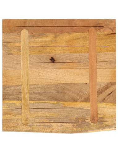 Piano Tavolo 80x80x3,8cm Bordi Vivi Legno Massello Mango Grezzo