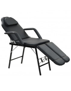 Lettino da Massaggio Portatile in Similpelle 185x78x76 cm Nero