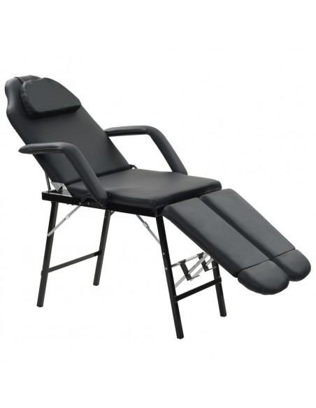 Lettino da Massaggio Portatile in Similpelle 185x78x76 cm Nero