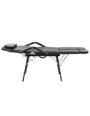 Lettino da Massaggio Portatile in Similpelle 185x78x76 cm Nero