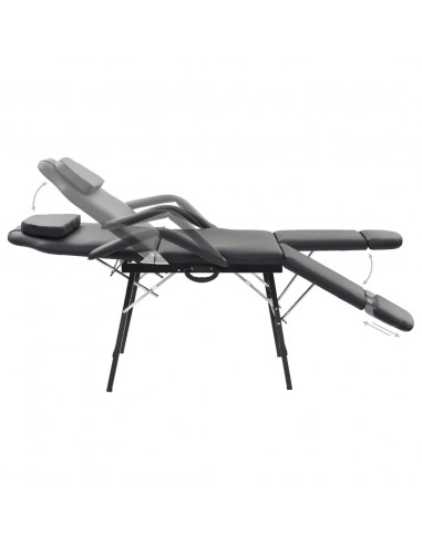 Lettino da Massaggio Portatile in Similpelle 185x78x76 cm Nero