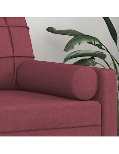 Cuscini Decorativi 2 pz Rosso Vino Ø15x50 cm in Tessuto